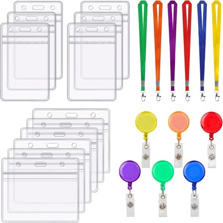 Set van 12 Kaarthouders met Lanyards en Intrekbare Clips voor ID Kaarten