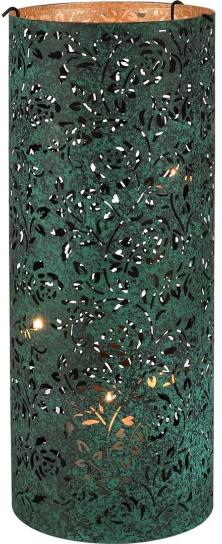 Dekoratief | Windlicht 'Splendid Flowers', groen, metaal, 18x18x45cm | A258035