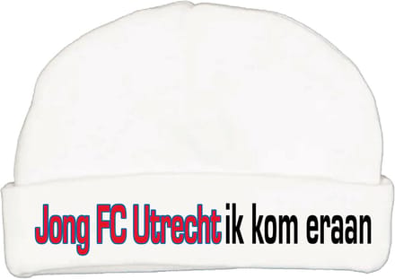 Babymutsje met de tekst: Jong FC Utrecht ik kom eraan !