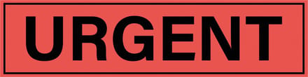 Urgent sticker, oranje zwart 200 x 50 mm