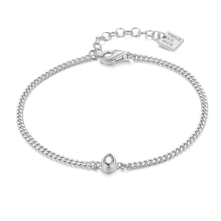 Twice As Nice Armband in zilver, zirkonia druppel 16cm+3cm