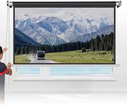 Projectiescherm - Filmscherm Uittrekbaar - Thuisbioscoop Presentaties - Handmatig Neerhaalbaar - 50 inch 4:3 - Wit