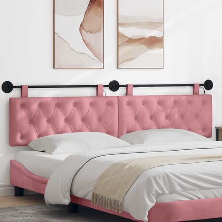 vidaXL - Hangend - hoofdbord - Met - LED-verlichting - Roze - Fluweel