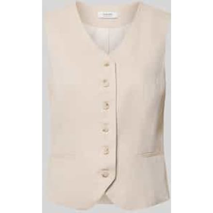 Bodywarmer van mix van viscose en linnen met V-hals model 'DAZIA'