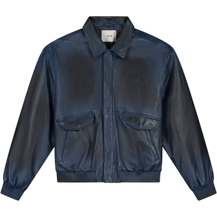Arte Antwerp Lederen Fade jas leren jas met vintage-effect kraag - Navy