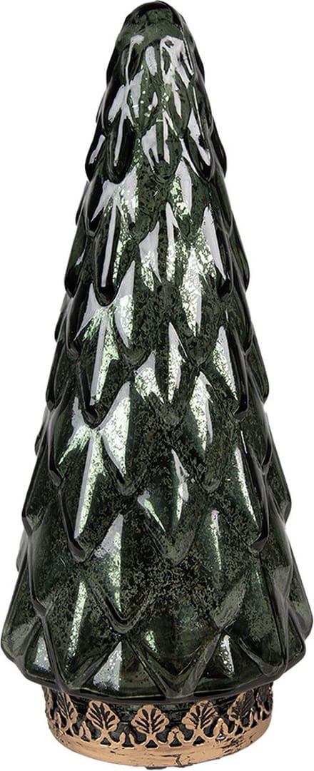 Clayre & Eef Kerstdecoratie met LED-verlichting Kerstboom Ø 11x24 cm Groen Glas