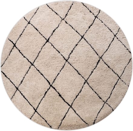 Vloerkleed Rond 200cm - Zwart/Wit Geruit - Kleed Berlin - Giga Living