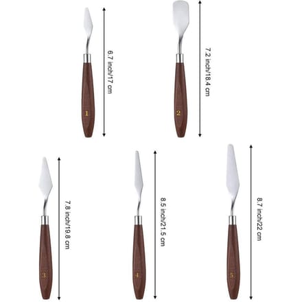 5 Stuks Kunstenaar Schilderspalet Olieverf Mengschraper Roestvrij Staal Hout Olieverf Spatel Set white