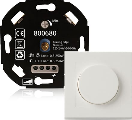 LED Dimmer - 0.5 tot 200 Watt - Universele LED Dimmer inclusief Afdekplaat - Led Dimmer Inbouw - Dimmer Schakelaar - Dimmer Afdekplaat