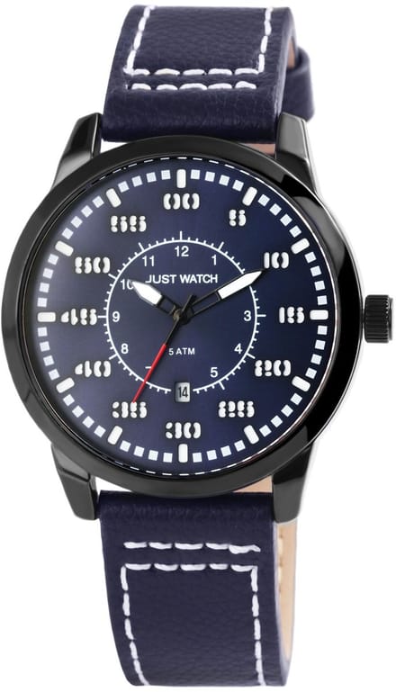 JUST WATCH Herenhorloge echt leer Benedict, datumweergave