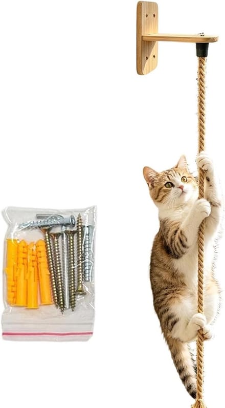 Katten Klimtouw - Kattenplanken Muur - Spelen en Rusten - Met Springplank - 2 Meter - Natuurlijk