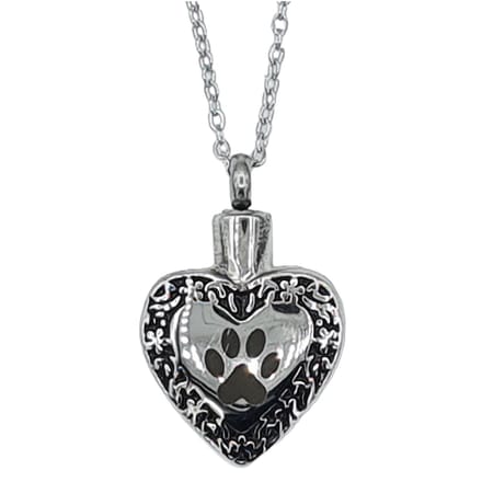 Ketting met Ashanger Hond – Hart met pootafdruk – Edelstaal – Lengte 50 cm