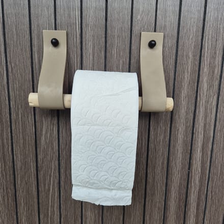 Leren toiletrol houder taupe 4cm breed en 30cm lang