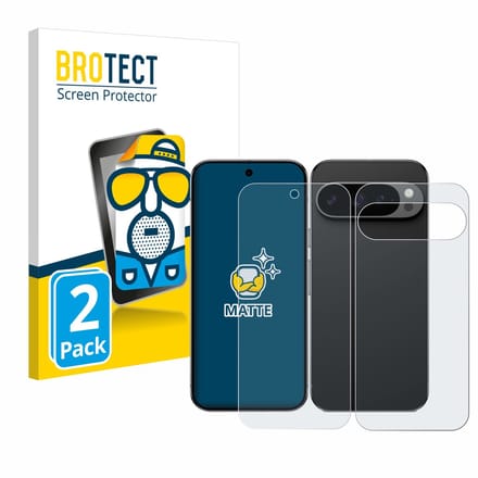 BROTECT - Screenprotector voor Google Pixel 9 Pro (Voor+Achter) - Folie Beschermfolie matte 2 Stuks
