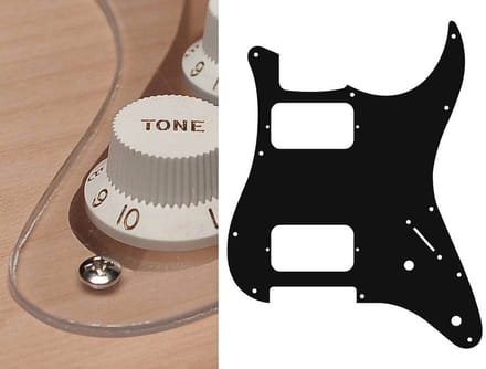 Boston ST-132-TR pickguard, Stallion, HH, 2 pot holes, 3-5 switch, 1 ply, transparent