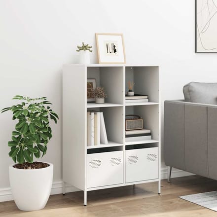 vidaXL - Hoge - kast - 68x39x103,5 - cm - staal - wit