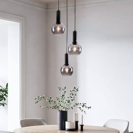 LumenXL Zwarte hanglamp - smoke glas, 3-lichts - Imme