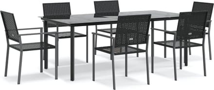 vidaXL - 7-delige - Tuinset - poly - rattan - en - staal