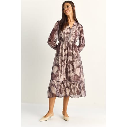 Paisley V-hals Midi Jurk