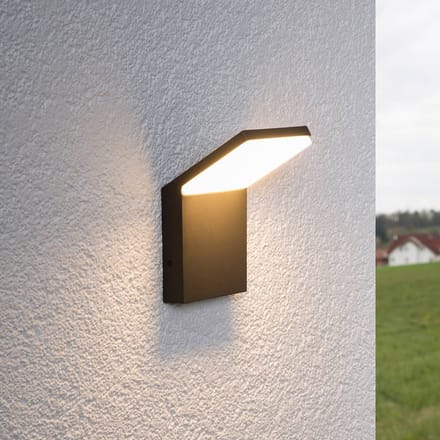 Lucande LED buiten wandlamp Nevio, 17 cm, antraciet, aluminium