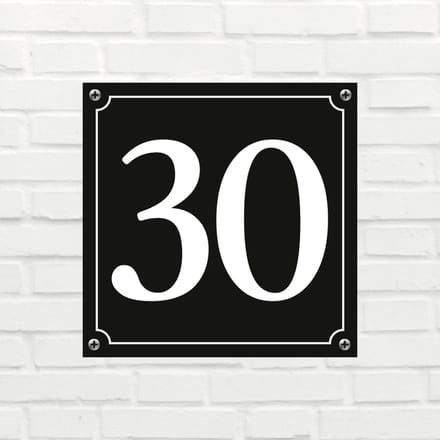 Huisnummerbord Mat zwart Deluxe - Nummer 30 - incl. bevestiging