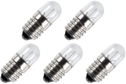 Signaallamp E10 6V 0.3W - 50 mAh - 5 stuks - T9 Gloeilamp Ø9mm - 23mm - 2500K - Dimbaar