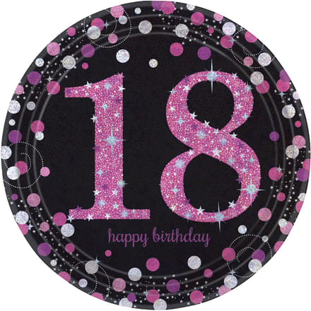 Amscan Feestborden 18 Jaar 22,8 Cm 8 Stuks Roze