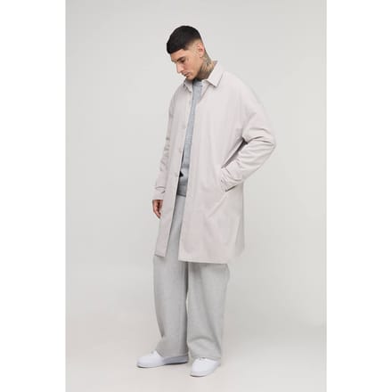 Tall Crinkle Oversized Mac | Grey | Size Small