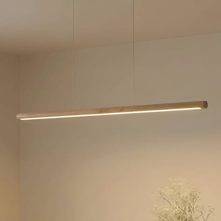 Lucande LED hanglamp Maruta, hout, balk, 120 cm, 3000K