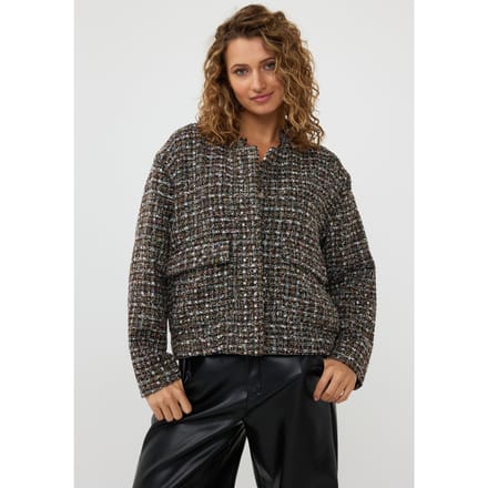 EsQualo Jacket Bomber Tweed Black Maat: 36 | Bomberjacks Outlet | Dames | Zwart
