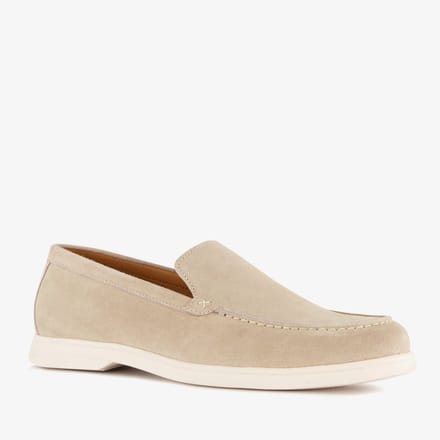 Van Beers suède heren instappers beige - Maat 43 - Echt leer - Uitneembare zool