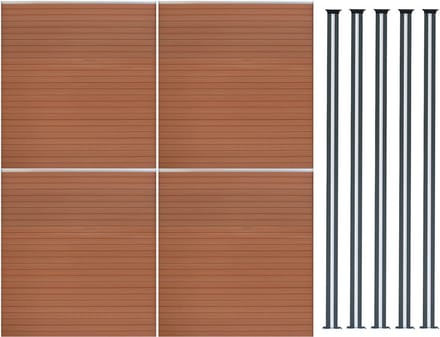Composiet schuttingpaneel set - bruin - 185x699cm - zonne-led