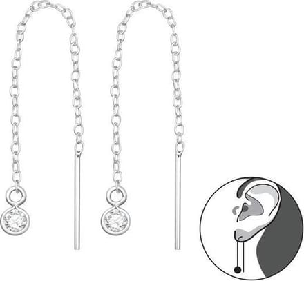 Montebello Oorbellen Blanca - 925 Zilver E-Coating - 3,5x55m