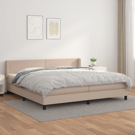 vidaXL - Boxspring - met - matras - kunstleer - cappuccinokleurig - 200x200 - cm