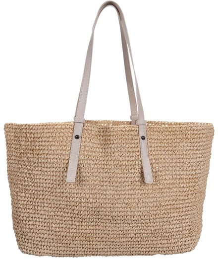 Monk and Anna - Kami Straw Bag - Rieten Tas | Stone - 37x13x31cm