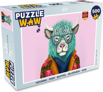 Puzzel Hoorns - Dier - Buffel - Bloemen - Koe - Legpuzzel - Puzzel 500 stukjes