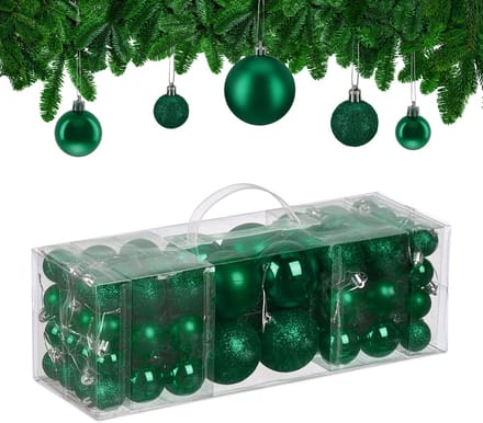 kerstballen set van 76 - 3, 4 en 6 cm - plastic - onbreekbaar - donkergroen
