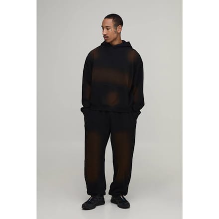 Oversized Boxy Spray Washed Trainingspak | Black | Size Medium