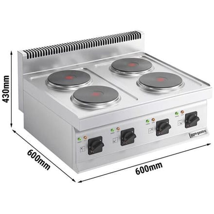 GGM Gastro Elektroherd - 8 kW - 4 Platten Rund Zilver