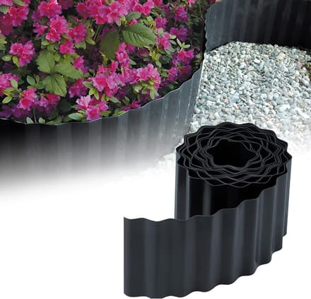 Tuinborder kunststof - Bloembed omranding - Tuin Afscheiden - Flexibel golf design - 9 meter 15cm - Antraciet