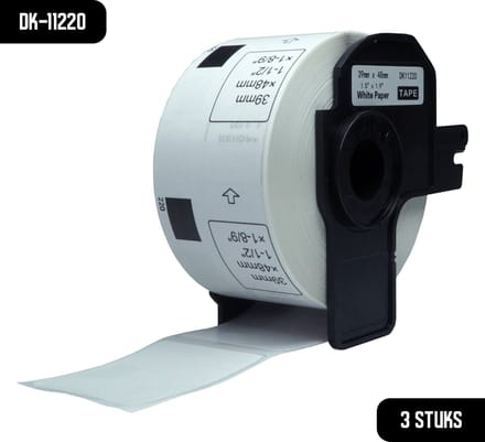DULA Brother Compatible DK-11220 - Voorgestanst label - 3 rollen - 39 x 48 mm - 620 labels per rol -