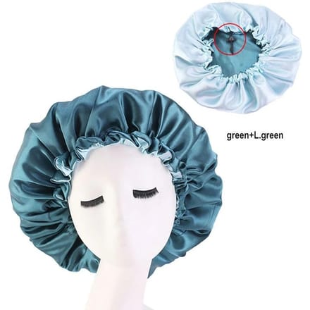 Bonnet de nuit réglable en satin à double couche pour cheveux bouclés et élastiques, accessoire de coiffure pour femmes gray