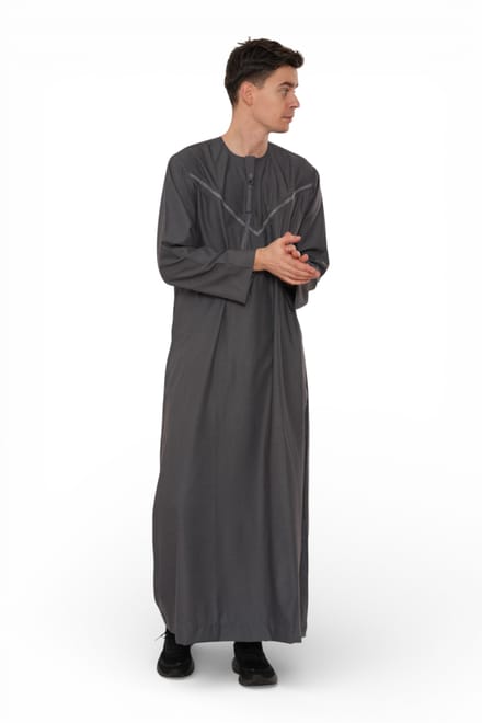 Heren Eid Grijze Marokkaanse Thobe Robe Djellaba Ramadan Eid Jubba- HM10