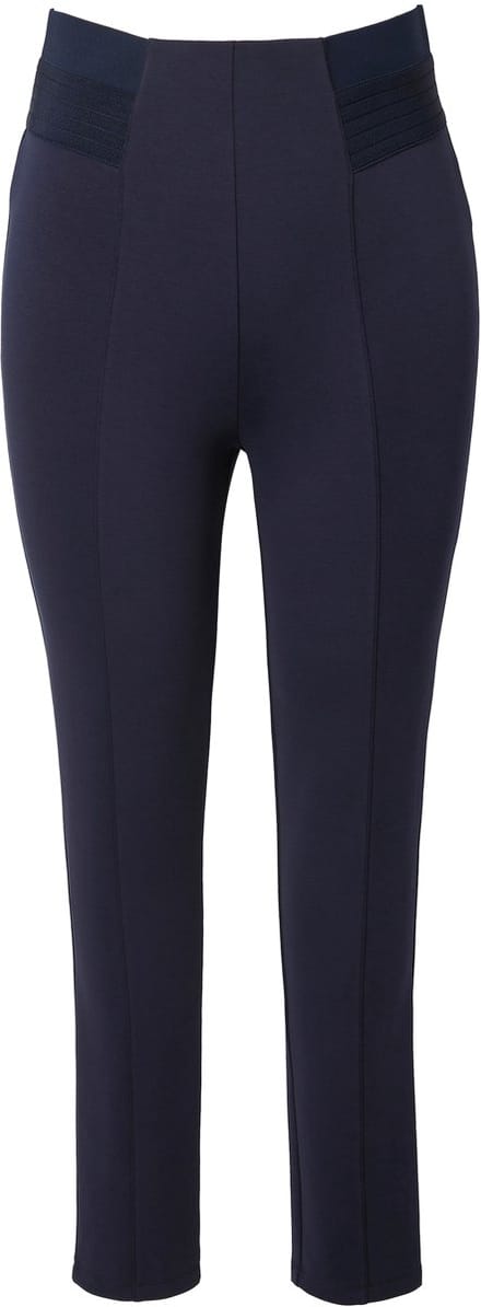 Ulla Popken - Dames - Punto-legging biesjes smalle pijpen elastische tailleband - Marine - Maat 54+