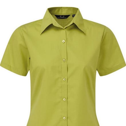 Premier Popeline blouse met korte mouwen / Gewoon werkoverhemd (Kalk)