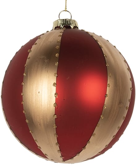 Clayre & Eef Kerstbal Overig Ø 8x8 cm Goudkleurig Rood Glas Kerstballen