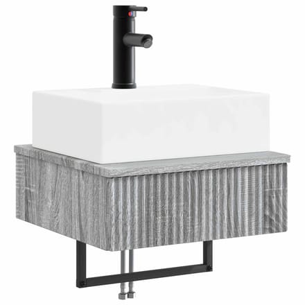 vidaXL - Wandgemonteerde - wastafel - Grijs - Sonoma - 40 - x - 41 - x - 39 - cm