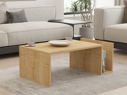 Asir - Salontafel - Saffier Eik - 100% met melamine gecoat spaanplaat - 86,8 x 50 x 32,4 cm