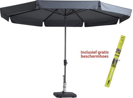 Parasol Madison Syros Rond Grijs incl Beschermhoes