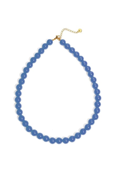 Koningsblauwe kralenketting – goudkleurige sluiting – verstelbaar
